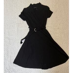 LYRUR Black Wrap Belted Dress Size Medium